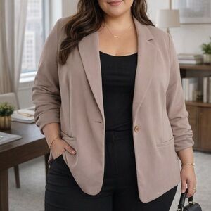 NYCC New York Clothing Co Taupe Blazer Jacket Women Plus Size 3X